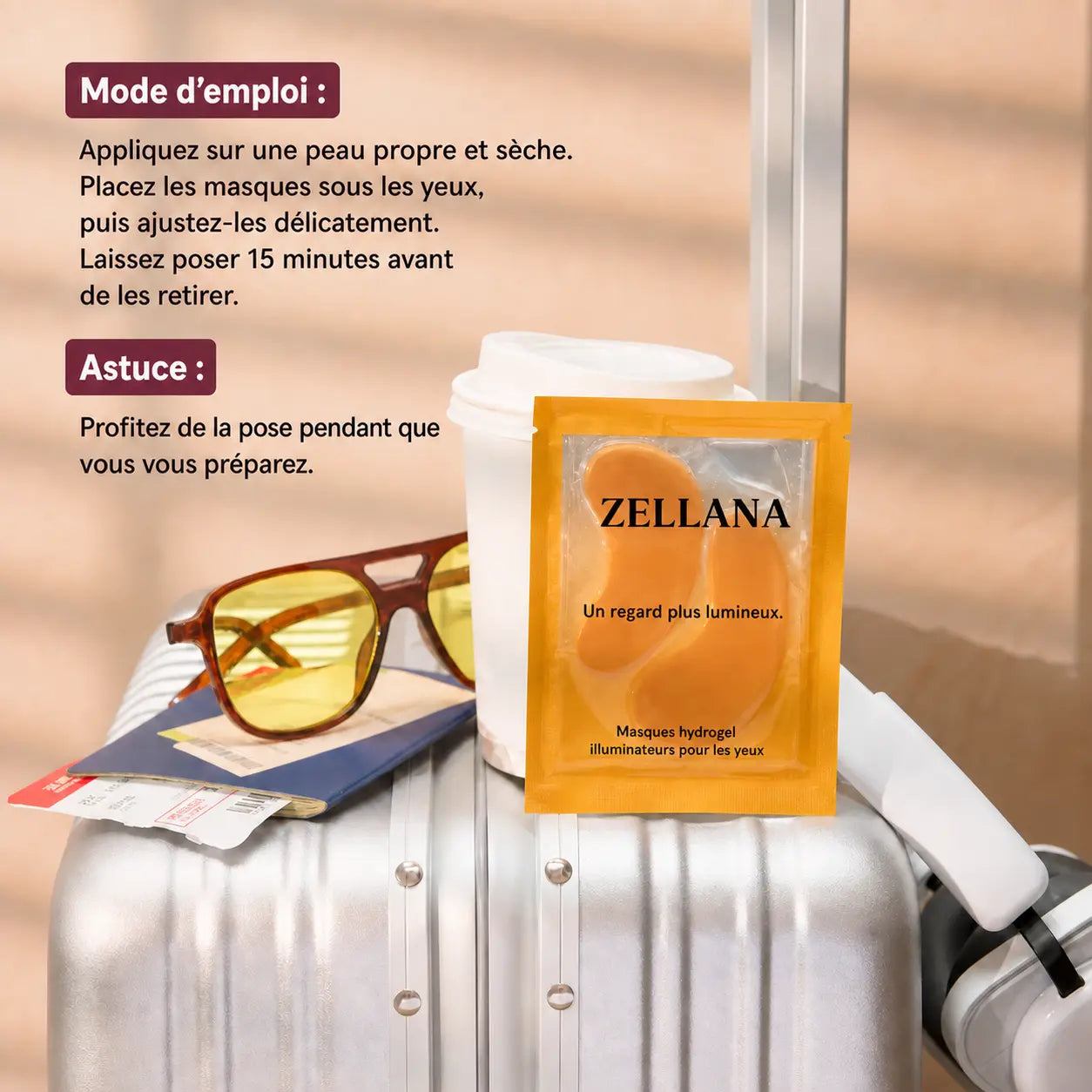 Zellana Éclat — Masques Hydrogel Illuminateurs pour les Yeux